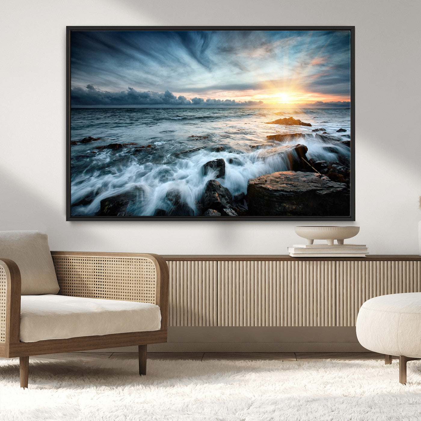 33428-MGV-CV-36X24-Ocean Sunrise Wall Art – Serene Seascape Canvas Print, Coastal Home or Office Decor, Perfect for Living Room, Bedroom, or Study