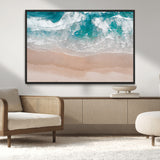 39236-MGV-CV-36X24-Ocean Beach Wall Art – Aerial View of Waves and Sand Canvas Print, Coastal Home Decor for Living Room, Bedroom, Office or Beach