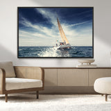 75430-MGV-CV-36X24-Sailing Boat Wall Art – Dynamic Ocean Yacht Canvas Print, Nautical Decor for Living Room, Office, Beach House or Cabin