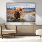 56121-MGV-CV-36X24-Rustic Highland Cow Wall Art – Panoramic Nature Canvas Print, Perfect Decor for Home, Office, Living Room or Man Cave