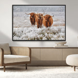 10396-MGV-CV-36X24-Highland Cattle Wall Art – Rustic Winter Landscape Canvas Print, Farmhouse Decor for Living Room, Office, Cabin or Country Home