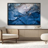 27810-MGV-CV-36X24-Abstract Blue Gold Fluid Art Wall – Modern Canvas Print, Elegant Home & Office Wall Art, Stylish Living Room or Bedroom Decor