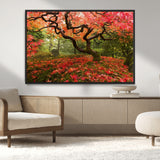 73343-MGV-CV-36X24-Autumn Maple Wall Art – Panoramic Vibrant Red Maple Tree Canvas Print, Seasonal Nature Decor for Office, Living Room or Garden