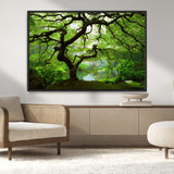 18094-MGV-CV-36X24-Emerald Canopy Wall Art – Panoramic Lush Green Tree Canvas Print, Serene Nature Decor for Office, Living Room or Meditation Space