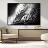 22702-MGV-CV-36X24-Black and White Ocean Wave Wall Art – Powerful Surf Curl Photography Canvas Print, Modern Coastal Decor for Living Room, Office or