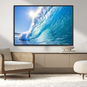 37494-MGV-CV-36X24-Ocean Wave Canvas Art – Stunning Blue Wave Photography, Coastal Wall Decor for Living Room, Bedroom or Office