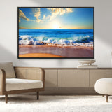 50522-MGV-CV-36X24-Ocean Sunrise Wall Art – Peaceful Beach Waves and Golden Horizon Canvas Print, Coastal Seascape Decor for Home or Office