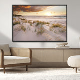 61246-MGV-CV-36X24-Coastal Sand Dunes Wall Art – Serene Beach Sunset Canvas Print with Grasses and Ocean View, Tranquil Seaside Decor for Living Room