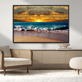 83389-MGV-CV-36X24-Ocean Sunrise Wall Art – Vibrant Beach Waves Canvas Print, Coastal Seascape Decor for Living Room or Office