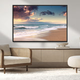 42253-MGV-CV-36X24-Serene Beach Waves Wall Art – Tranquil Ocean Horizon Canvas Print, Coastal Seascape Decor for Living Room or Office Wall