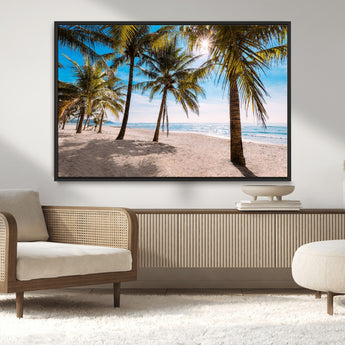 98175-MGV-CV-36X24-Tropical Palm Beach Wall Art – Relaxing Ocean Shore Canvas Print with Palm Trees, Coastal Summer Decor for Living Room, Bedroom or