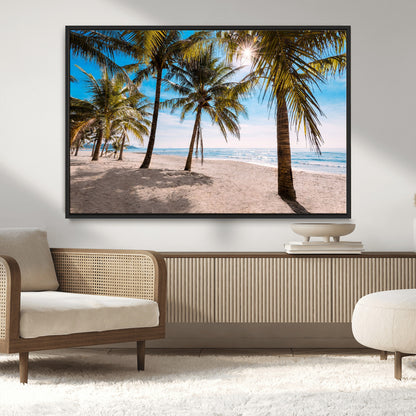 98175-MGV-CV-36X24-Tropical Palm Beach Wall Art – Relaxing Ocean Shore Canvas Print with Palm Trees, Coastal Summer Decor for Living Room, Bedroom or