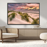 60570-MGV-CV-36X24-Beach Sunset Wall Art – Coastal Sand Dunes and Ocean Horizon Canvas Print, Tranquil Seascape Photography Decor for Living Room or