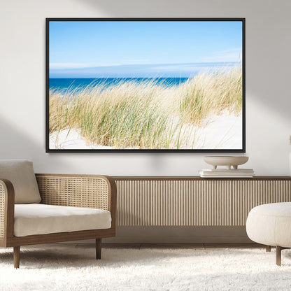 96913-MGV-CV-36X24-Coastal Dunes Wall Art – Serene Beach Grass and Blue Ocean Canvas Print, Relaxing Seaside Nature Decor for Living Room, Bedroom or