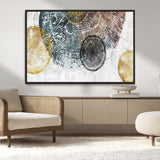70653-MGV-CV-36X24-Abstract Tree Ring Wall Art – Modern Rustic Wood Slice Canvas Print with Gold Accents, Contemporary Nature Decor for Living Room,