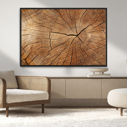 61710-MGV-CV-36X24-Tree Rings Wall Art – Rustic Wood Grain Canvas Print of Tree Trunk Cross Section, Nature Inspired Decor for Cabin, Office, Living