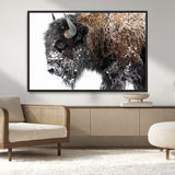 24304-MGV-CV-36X24-Bison Wall Art Canvas Print, Framed Winter Bison Art Picture Print, Snowy Buffalo Perfect Rustic Farmhouse Decor Artwork