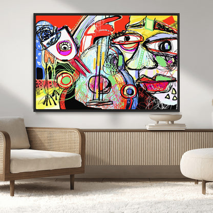 37796-MGV-CV-36X24-Picasso Style Wall Art Canvas Print, Framed Picasso Art Picture Print, Picasso Cubism Perfect Modern Abstract Decor Artwork