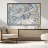 17631-MGV-CV-36X24-Radiant Burst Wall Art – Abstract Sunburst Canvas Print in Blue and Gold, Modern Geometric Painting for Living Room, Office or