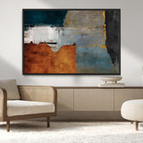 35026-MGV-CV-36X24-Abstract Canvas Wall Art – Modern Teal, Rust, Black and Gold Textured Painting, Contemporary Decor for Living Room, Bedroom