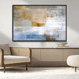 72354-MGV-CV-36X24-Blue and Gold Abstract Wall Art – Modern Minimalist Canvas Print, Textured Contemporary Painting for Living Room, Bedroom, or