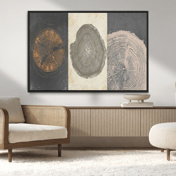 80725-MGV-CV-36X24-Wood Tree Rings Wall Art Canvas Print, Framed Tree Rings Art Picture Print, Abstract Tree Rings Perfect Modern Boho Decor Artwork