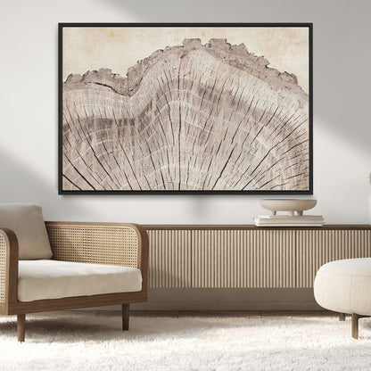 67528-MGV-CV-36X24-Wood Ring Wall Art Canvas Print, Framed Tree Ring Art Picture Print, Rustic Tree Ring Perfect Neutral Boho Decor Artwork
