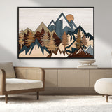 67950-MGV-CV-36X24-Modern Wood Wall Art Canvas Print, Framed Mountain Range Art Picture Print, Wood Mountain Range Perfect Rustic Decor Artwork