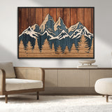 41330-MGV-FC-36X24_Black-Rustic Mountain Wall Art – Wooden Nature Scene with Trees and Peaks, Handmade 3D Layered Decor for Living Room, Cabin or Office