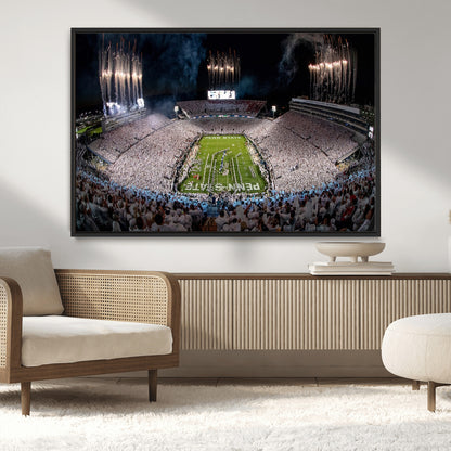 11391-MGV-CV-36X24-Penn State Stadium Wall Art – Panoramic White Out Football Game Canvas Print, College Sports Decor for Office, Man Cave, or Living