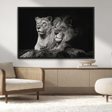 80013-MGV-CV-36X24-Lion and Lioness Wall Art – Black and White Wildlife Photography Canvas Print, African Safari Animal Decor for Office, Bedroom