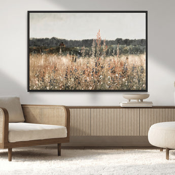 46308-MGV-CV-36X24-Wildflower Field Wall Art – Rustic Meadow Landscape Canvas Print, Country Nature Decor for Living Room, Bedroom or Farmhouse