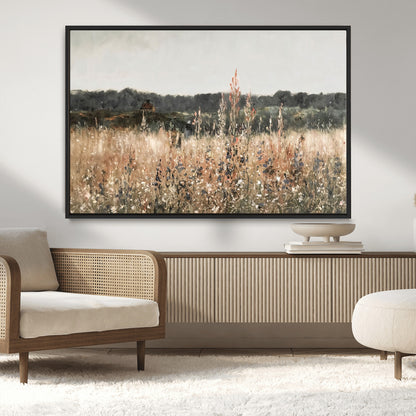 46308-MGV-CV-36X24-Wildflower Field Wall Art – Rustic Meadow Landscape Canvas Print, Country Nature Decor for Living Room, Bedroom or Farmhouse
