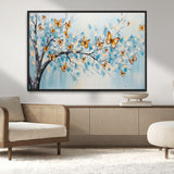 59455-MGV-FC-36X24_Black-Butterfly Tree Branch Wall Art – Blue and Yellow Abstract Canvas Print, Modern Nature Artwork for Living Room, Bedroom or Office