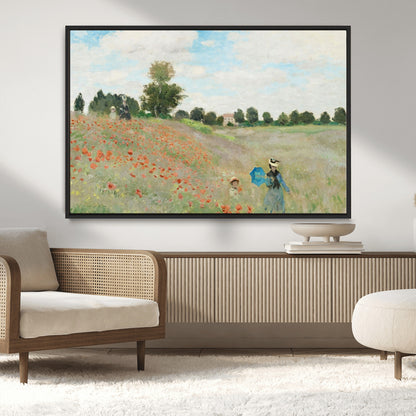 74890-MGV-CV-36X24-Monet Poppy Field Wall Art – Impressionist Landscape Canvas Print, Classic French Artwork for Living Room, Bedroom or Office Decor
