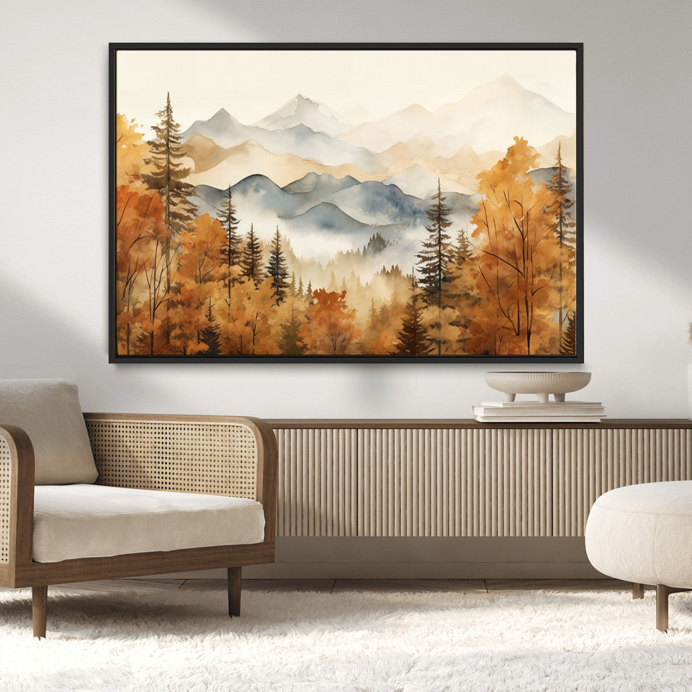 72950-MGV-CV-36X24-Autumn Mountain Forest Wall Art – Golden Fall Landscape Canvas Print, Nature-Inspired Home Decor for Living Room, Bedroom or