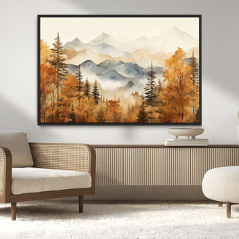 72950-MGV-CV-36X24-Autumn Mountain Forest Wall Art – Golden Fall Landscape Canvas Print, Nature-Inspired Home Decor for Living Room, Bedroom or