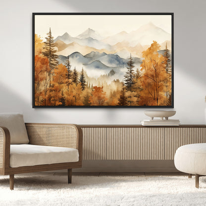 72950-MGV-CV-36X24-Autumn Mountain Forest Wall Art – Golden Fall Landscape Canvas Print, Nature-Inspired Home Decor for Living Room, Bedroom or