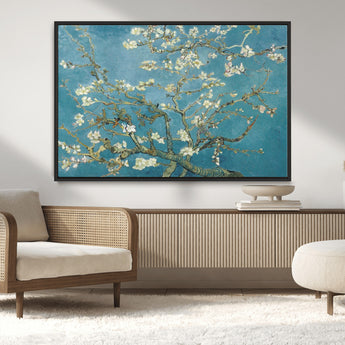 65607-MGV-CV-36X24-Almond Blossom Wall Art – Van Gogh Blue Floral Canvas Print, Elegant Impressionist Painting Decor for Living Room, Bedroom or