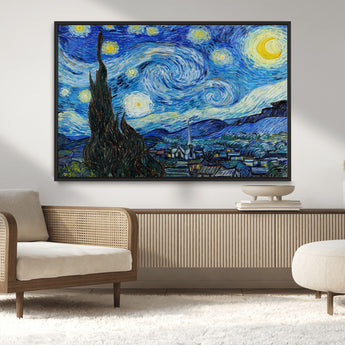 39177-MGV-CV-36X24-Starry Night Wall Art – Vincent van Gogh Famous Painting Canvas Print, Timeless Starry Sky Decor for Living Room, Bedroom or