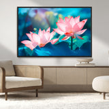 32559-MGV-CV-36X24-Lotus Flower Wall Art – Pink Water Lily Canvas Print, Tranquil Nature Decor for Living Room, Bedroom or Meditation Space