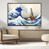 19450-MGV-CV-36X24-Great Wave Adventure Wall Art – Japanese Style Ocean Canvas Print, Fantasy Sailing Decor for Living Room, Bedroom or Office