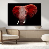 14788-MGV-CV-36X24-Red Elephant Wall Art – Bold Wildlife Canvas Print, African Safari Animal Decor for Living Room, Bedroom or Office