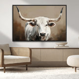 61423-MGV-CV-36X24-Longhorn Bull Wall Art – Rustic Western Texas Steer Canvas Print, Cowboy Farmhouse Decor for Living Room, Bedroom, Office or Ranch