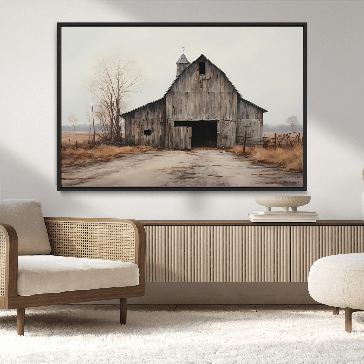 11602-MGV-CV-36X24-Old Barn Wall Art Canvas Print, Framed Rustic Barn Art Picture Print, Old Farmhouse Perfect Rustic Farmhouse Decor Artwork