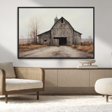 11602-MGV-CV-36X24-Old Barn Wall Art Canvas Print, Framed Rustic Barn Art Picture Print, Old Farmhouse Perfect Rustic Farmhouse Decor Artwork