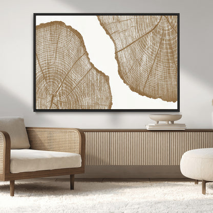 99692-MGV-CV-36X24-Tree Ring Linocut Wall Art Canvas Print, Framed Wood Cut Art Picture Print, Tree Rings Perfect Minimalist Rustic Decor Artwork
