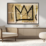 37215-MGV-CV-36X24-Abstract Crown Wall Art – Urban Graffiti Style Canvas Print Modern Street Art Design, Bold Contemporary Decor for Living Room,