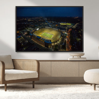 33588-MGV-CV-36X24-Football Stadium Wall Art – Aerial Night Game Canvas Print Packed Field City Lights, Sports Photography Decor for Game Room, Man