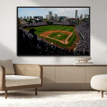 34859-MGV-CV-36X24-Wrigley Field Wall Art Canvas Print, Framed Chicago Cubs Stadium Art Picture Print, Wrigley Stadium Field Perfect Sport Room Decor